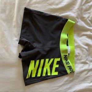 NIKE Pro-fit neon green spandex shorts